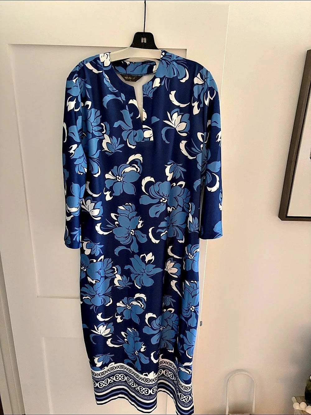 Seta T Floral Maxi Dress in Blue & White Size XL